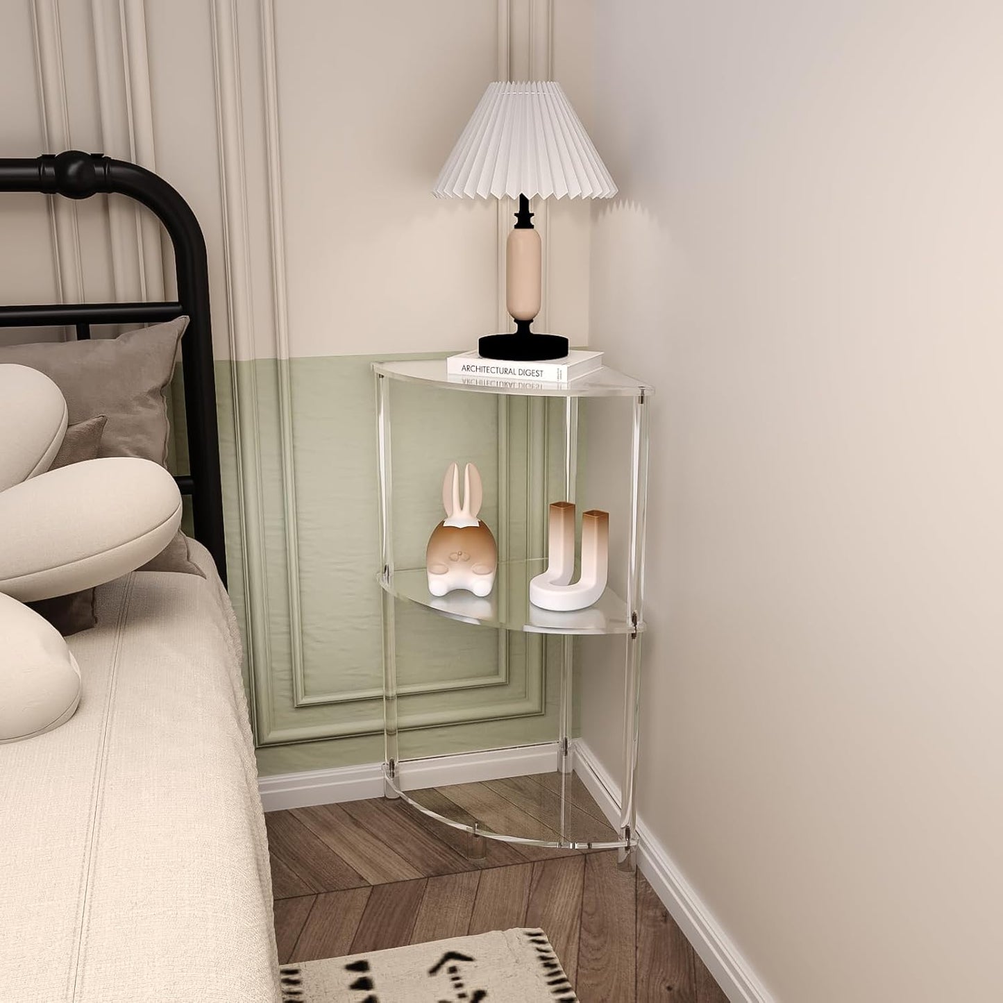 Acrylic Triangle End Table - 3 Tier Corner Side Table