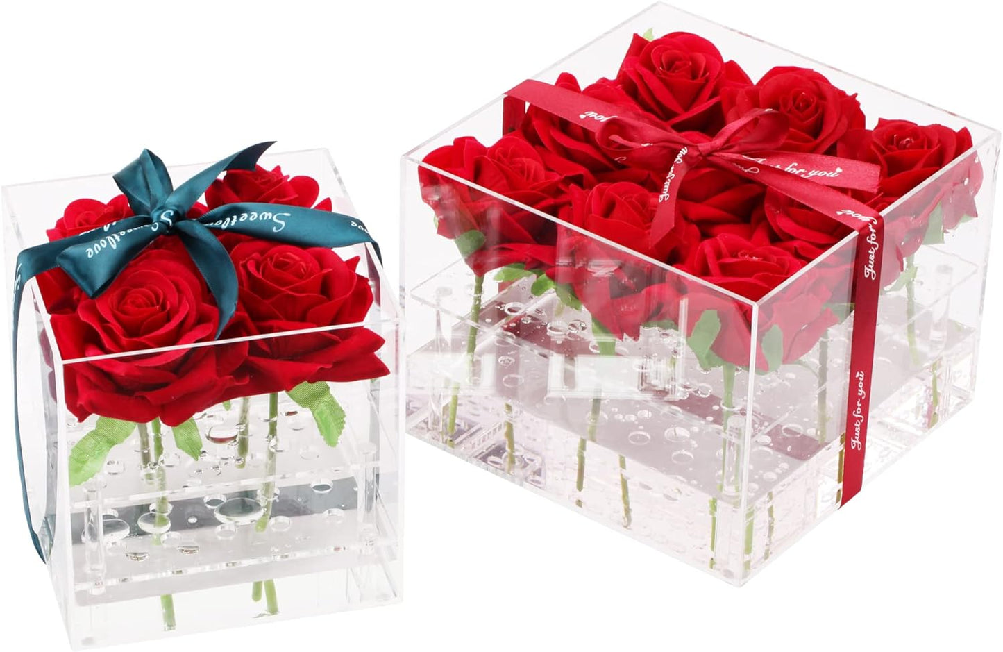 Clear Acrylic Square Floral Arrangements Decorative Centerpiece