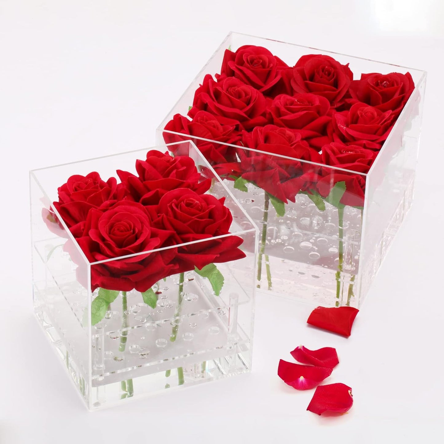 Clear Acrylic Square Floral Arrangements Decorative Centerpiece