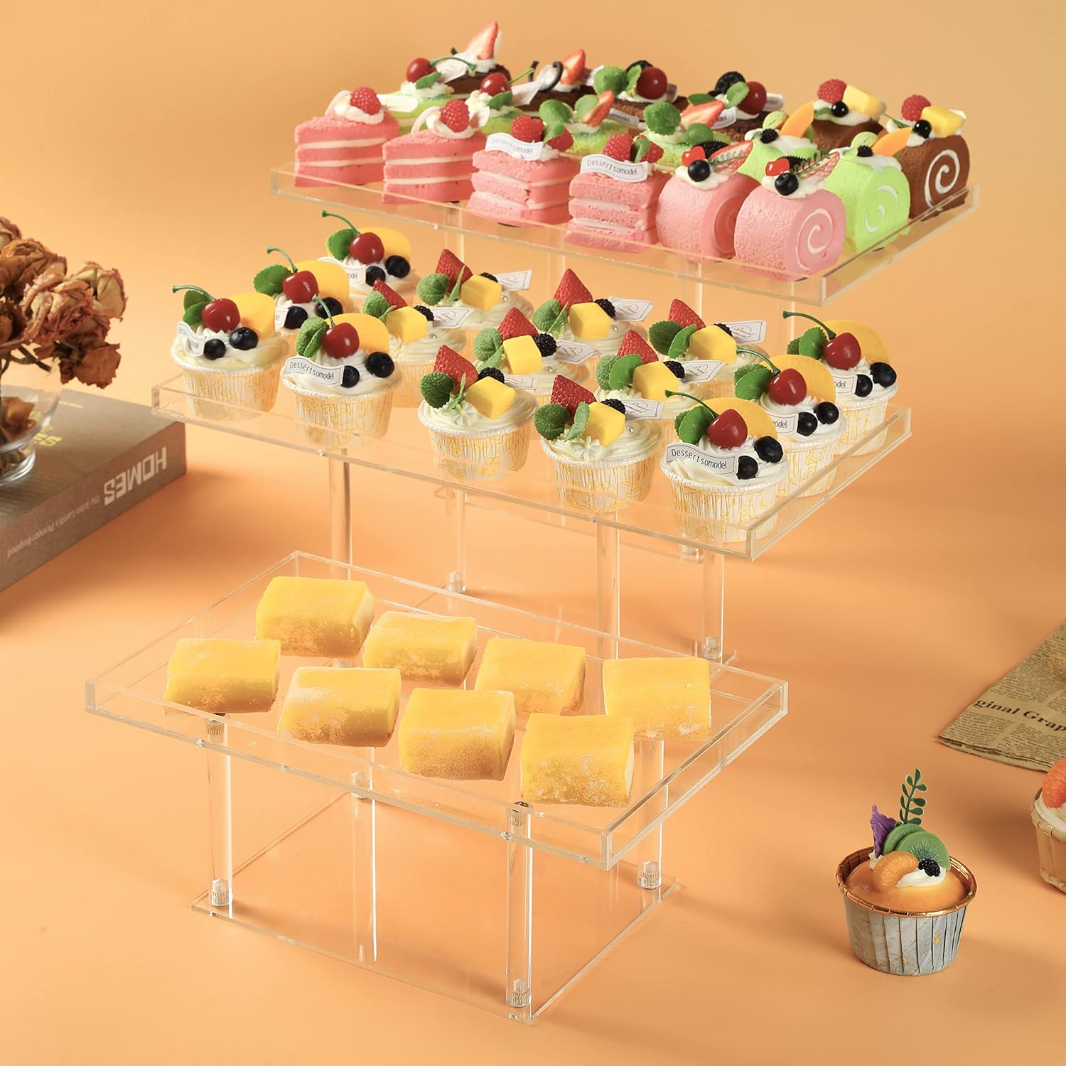Clear Acrylic Dessert Stands Buffet Risers for Cupcakes Dessert Pastry ...