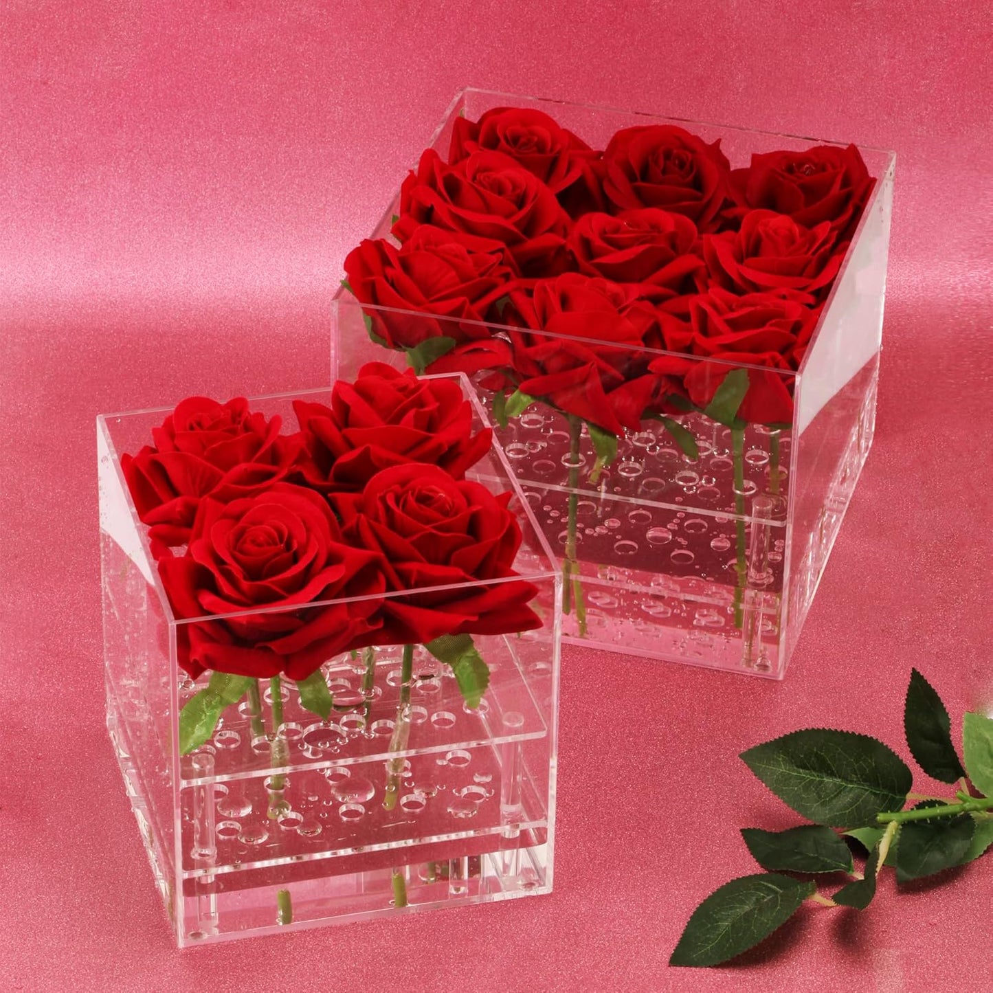 Clear Acrylic Square Floral Arrangements Decorative Centerpiece