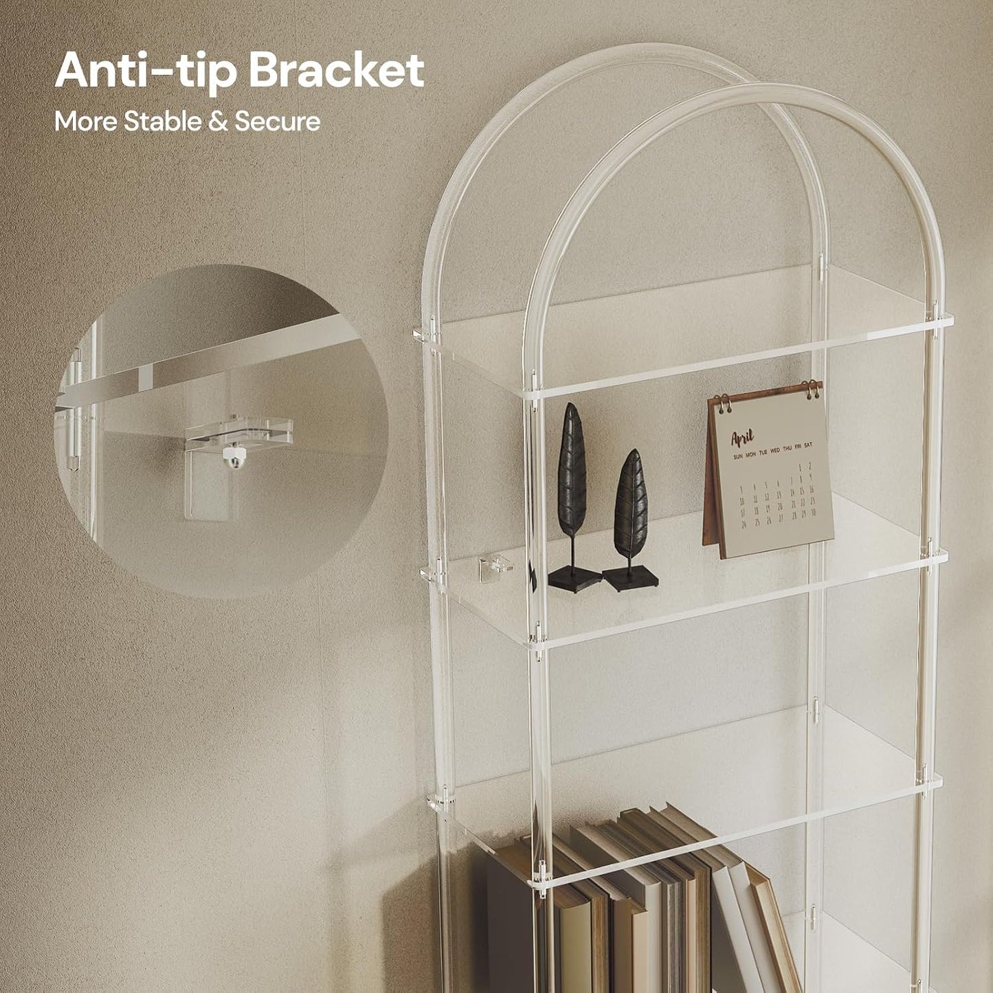 Acrylic Arched Bookshelf 5-Tier