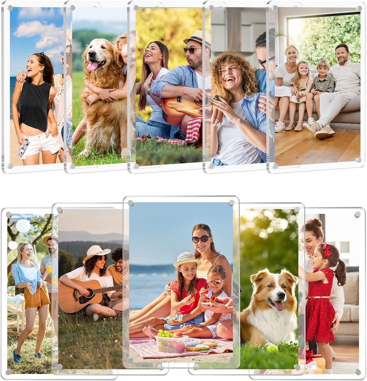 Acrylic Magnetic Picture Frames for Refrigerator (Set of 4)