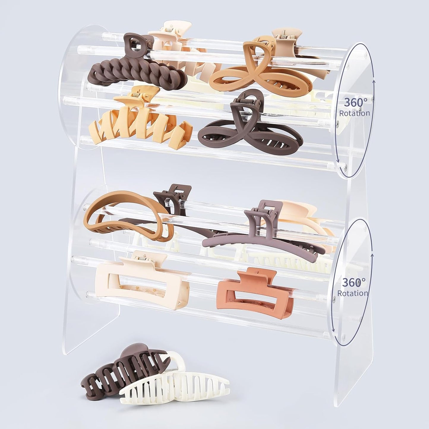 Acrylic Claw Clip Organizer Holder | 360-Degree Rotating Claw Clip Holder