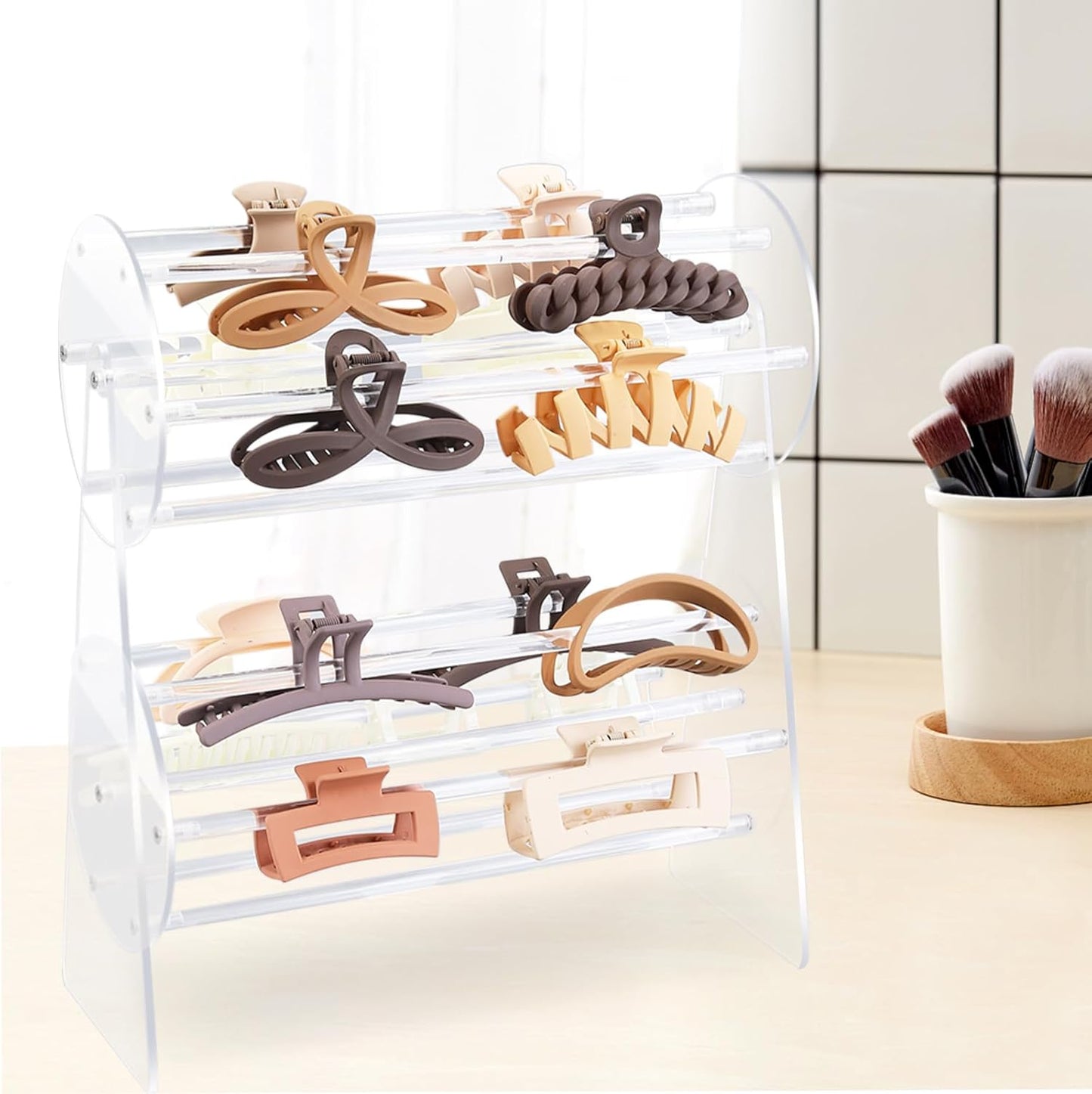 Acrylic Claw Clip Organizer Holder | 360-Degree Rotating Claw Clip Holder