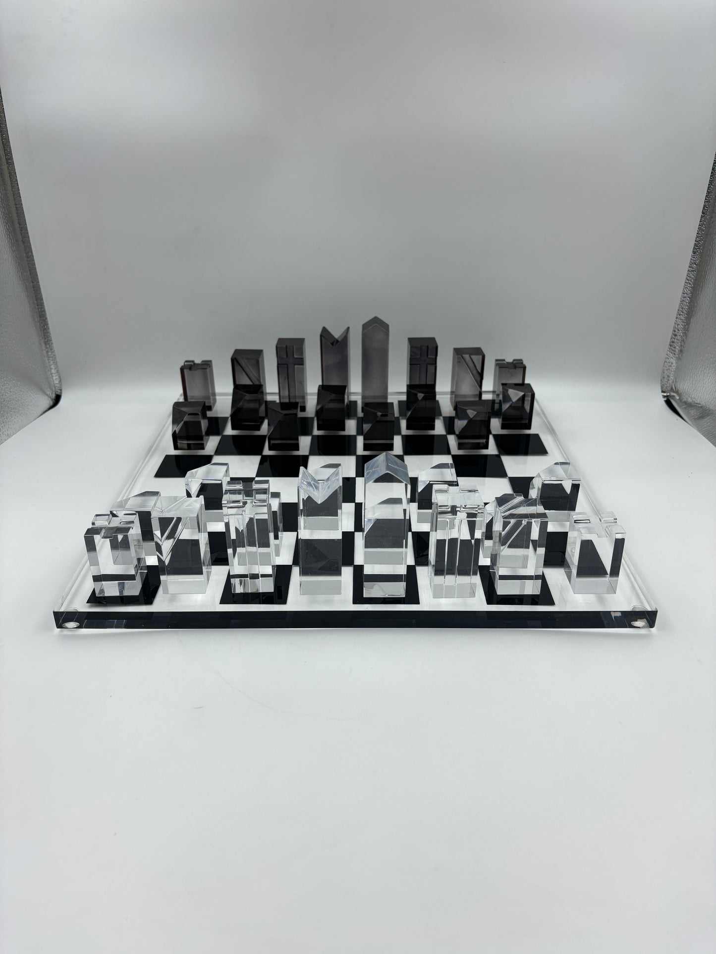 Luxury Chess Board In Highly Polished Acrylic With Black & Clear Check