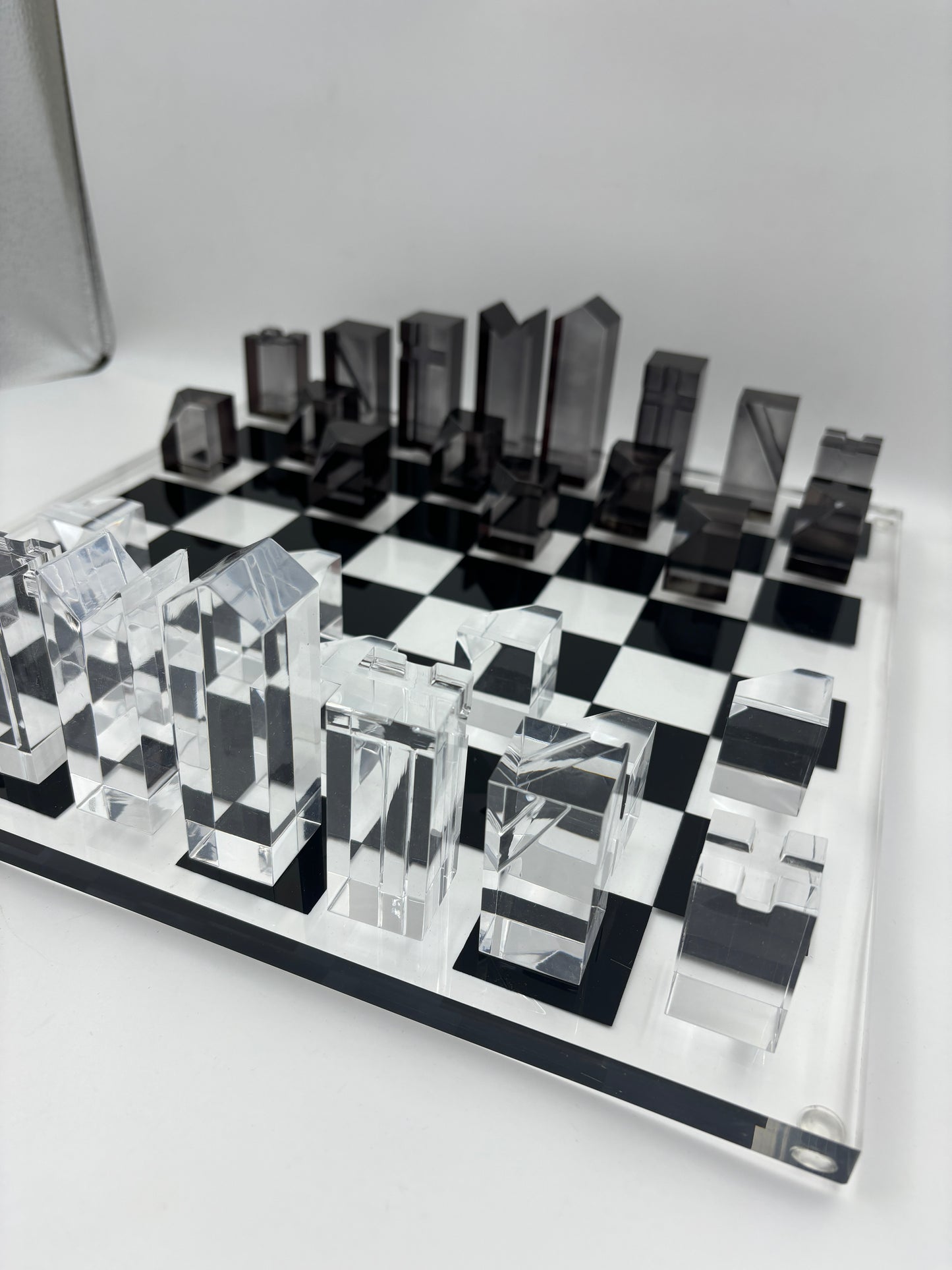 Luxury Chess Board In Highly Polished Acrylic With Black & Clear Check