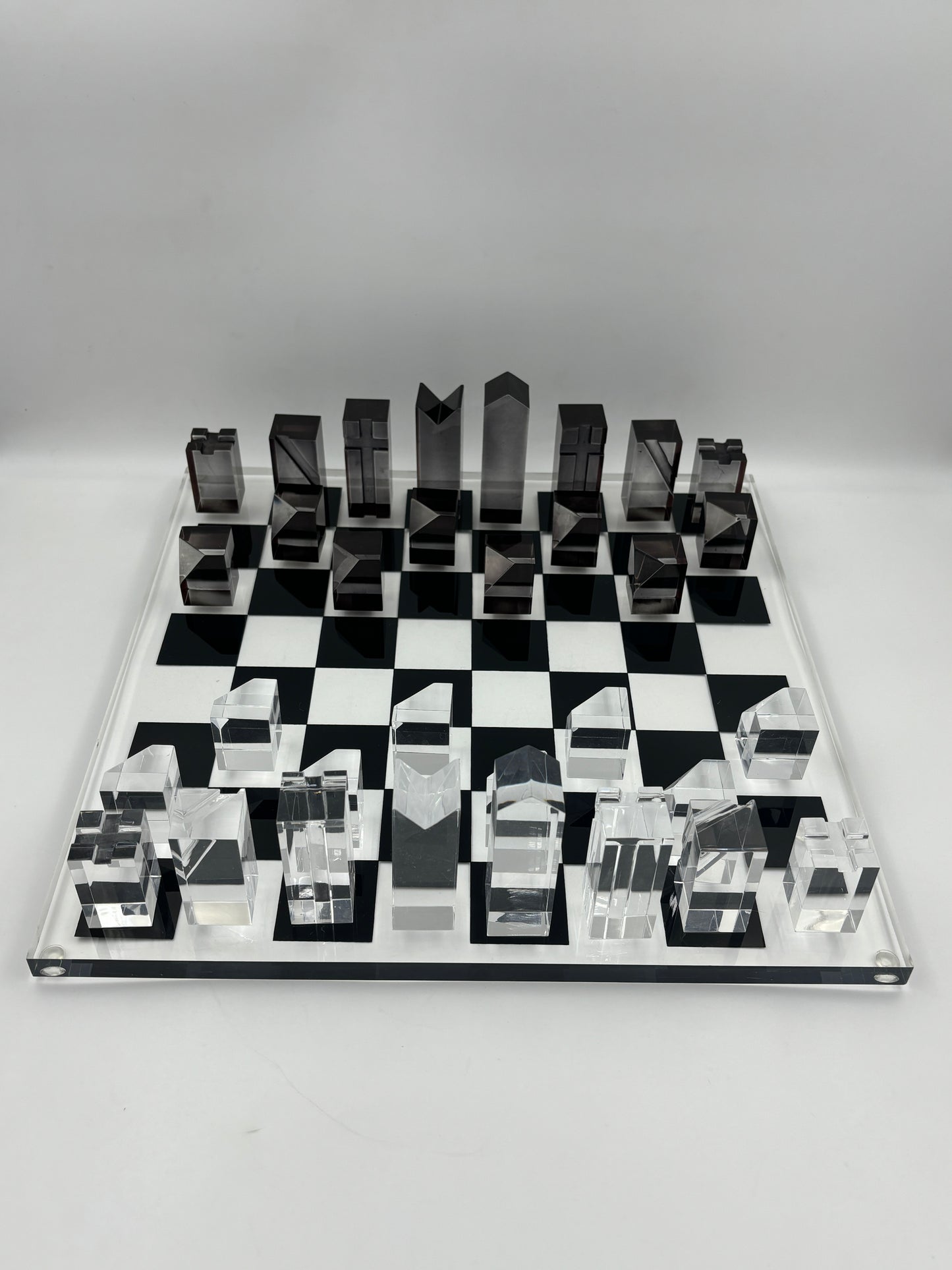 Luxury Chess Board In Highly Polished Acrylic With Black & Clear Check