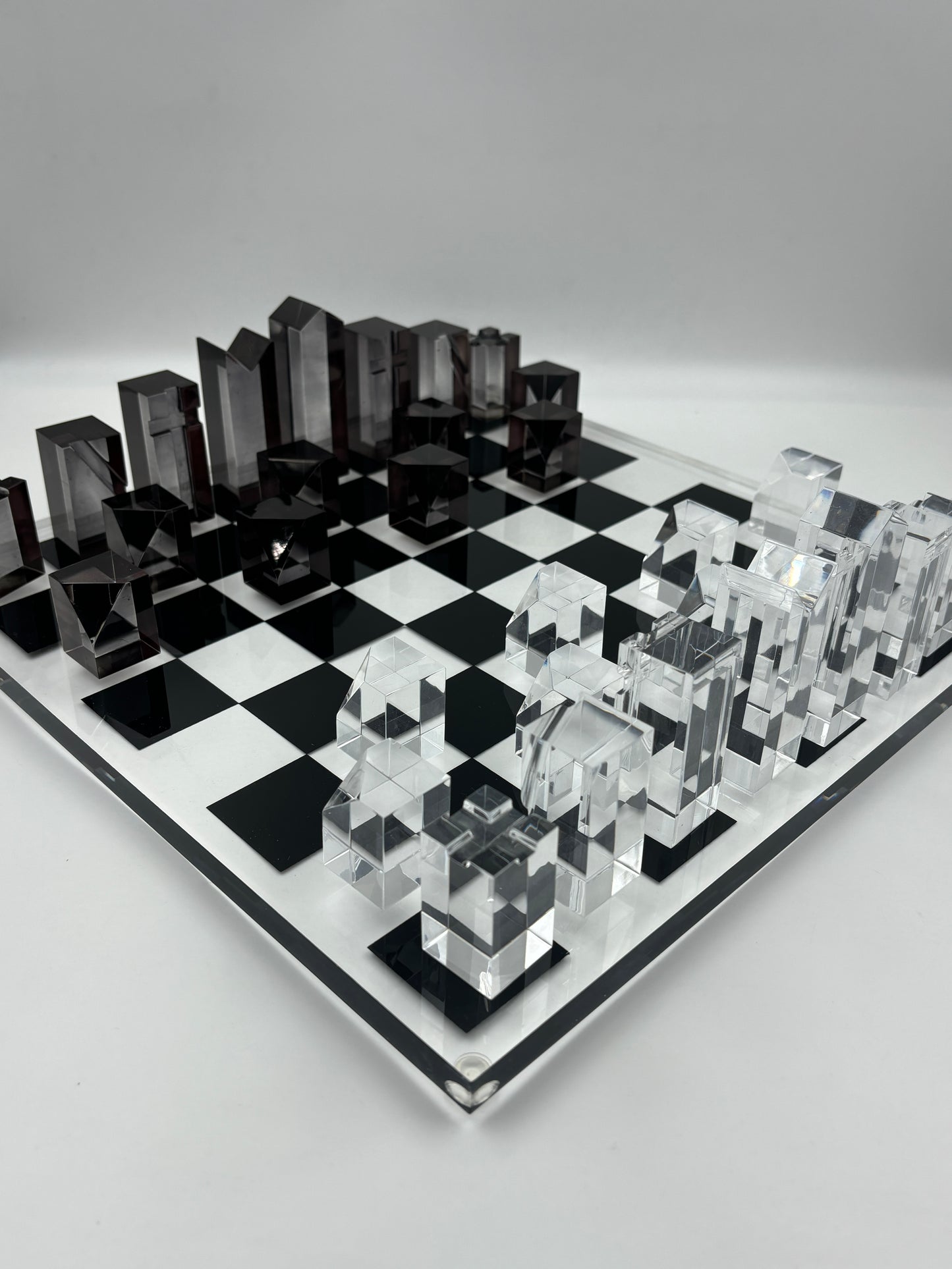 Luxury Chess Board In Highly Polished Acrylic With Black & Clear Check