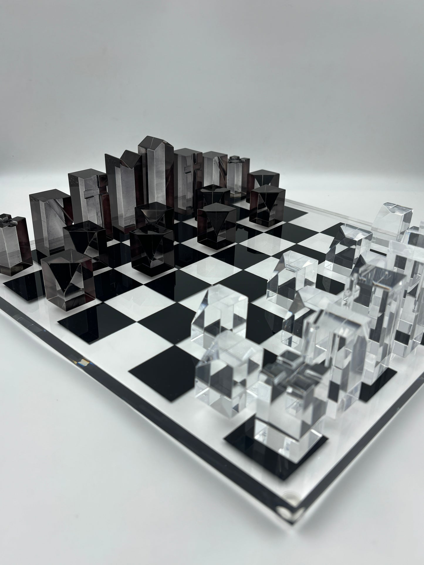 Luxury Chess Board In Highly Polished Acrylic With Black & Clear Check