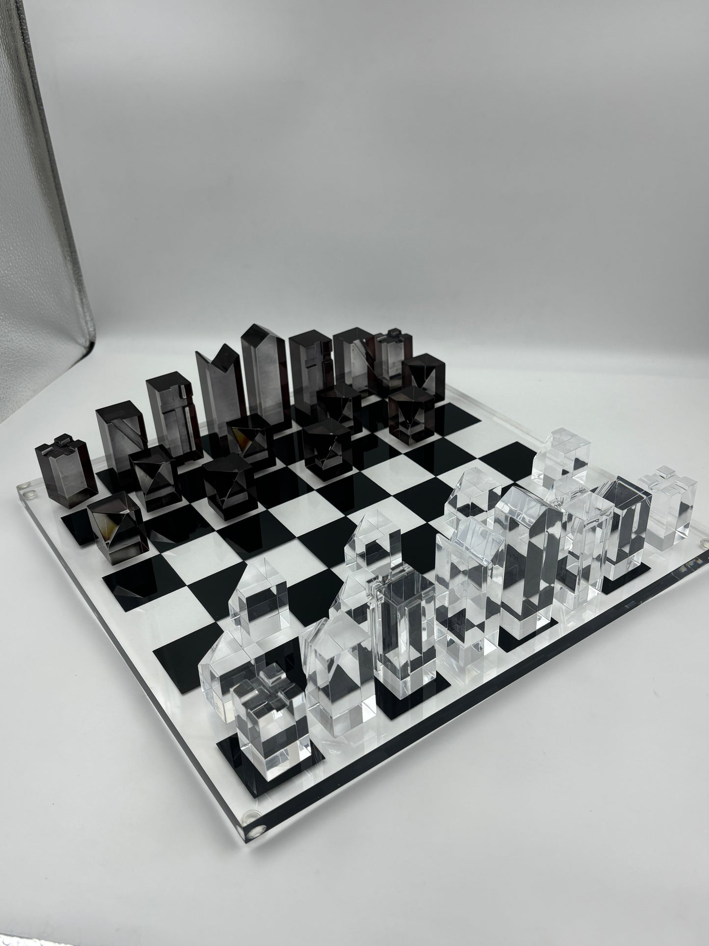 Luxury Chess Board In Highly Polished Acrylic With Black & Clear Check