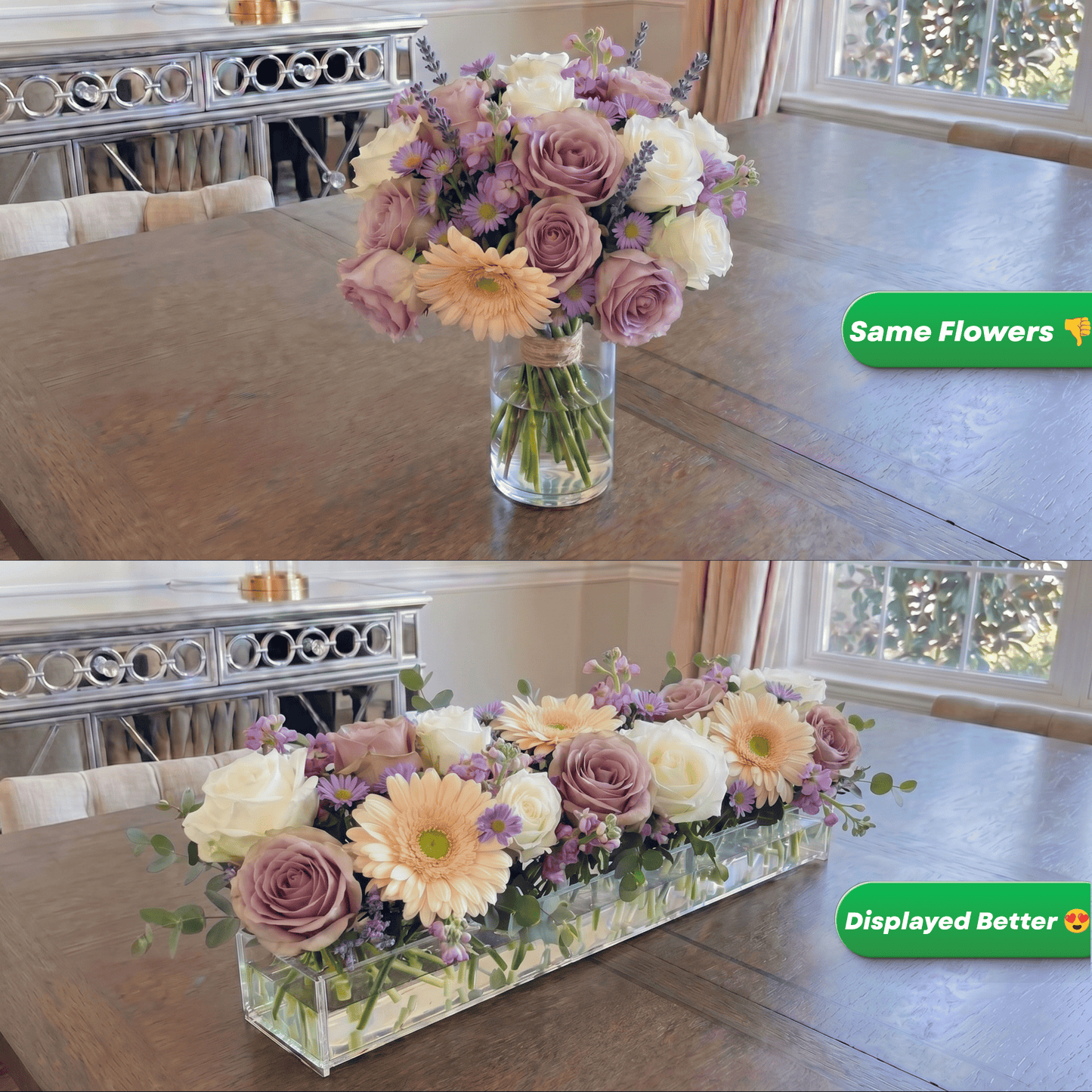 Clear Acrylic Flower Vase Rectangular