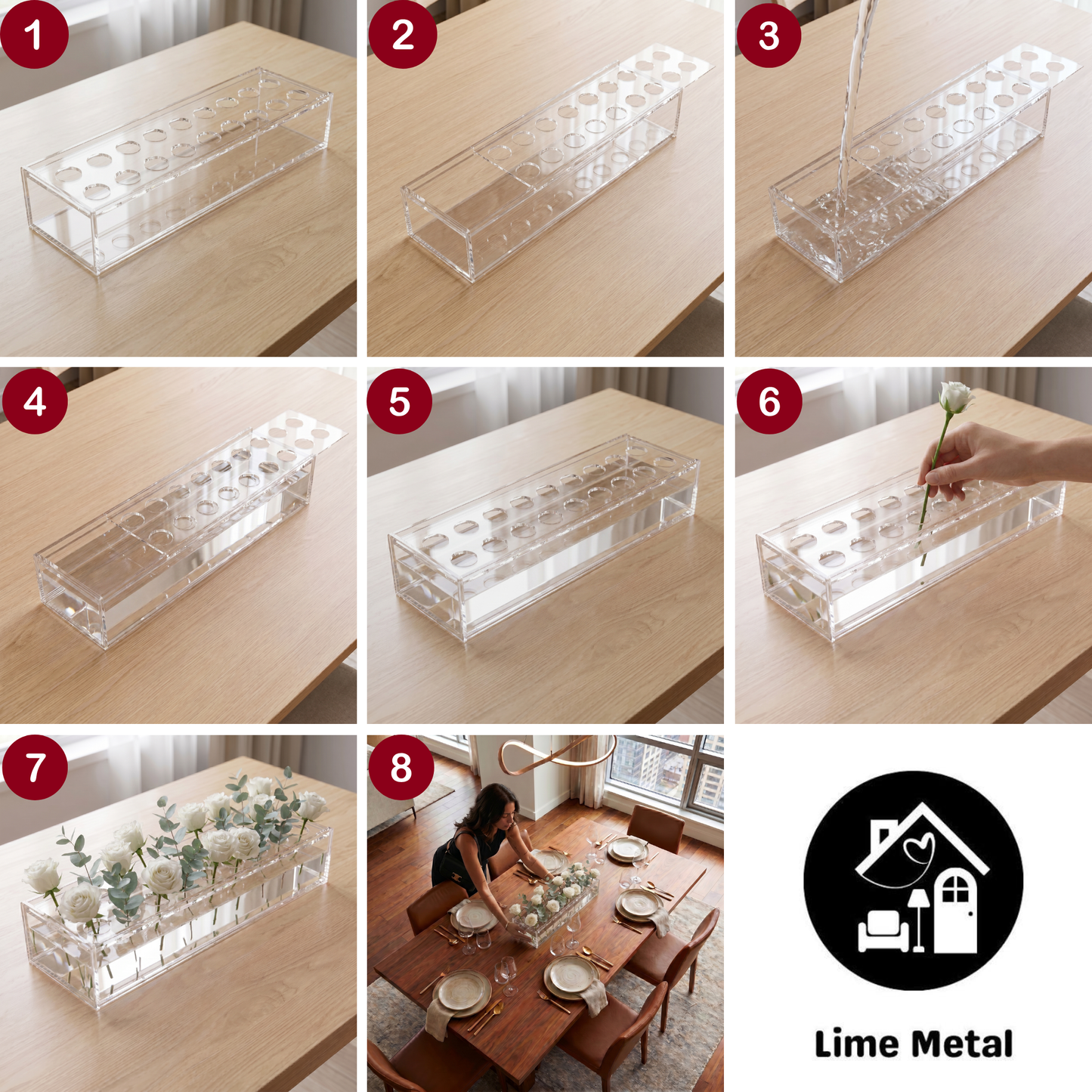 Clear Acrylic Flower Vase Rectangular