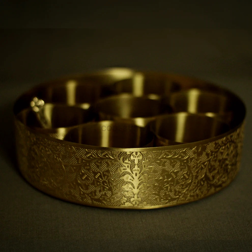 Brass Masala Box In Full Engrave Design (Round)