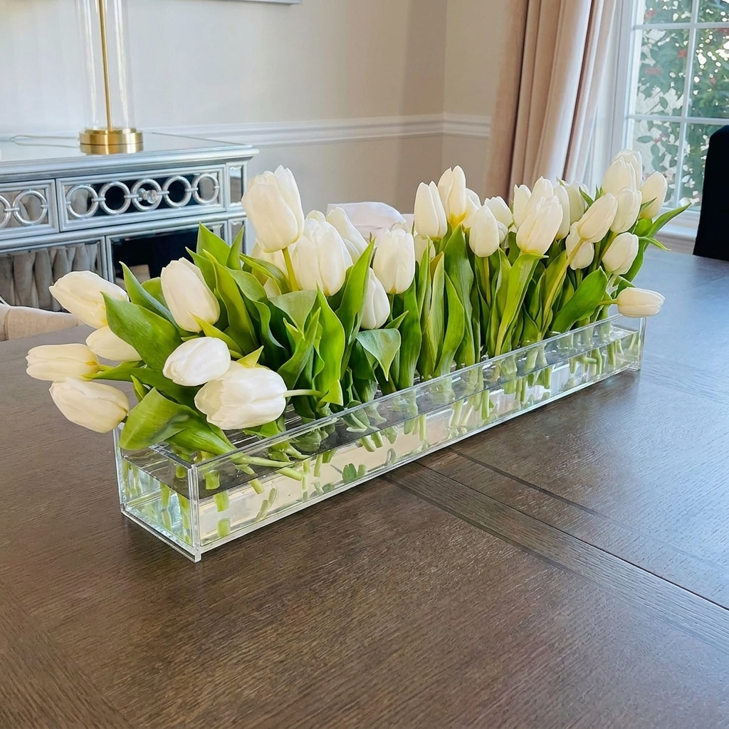 Clear Acrylic Flower Vase Rectangular