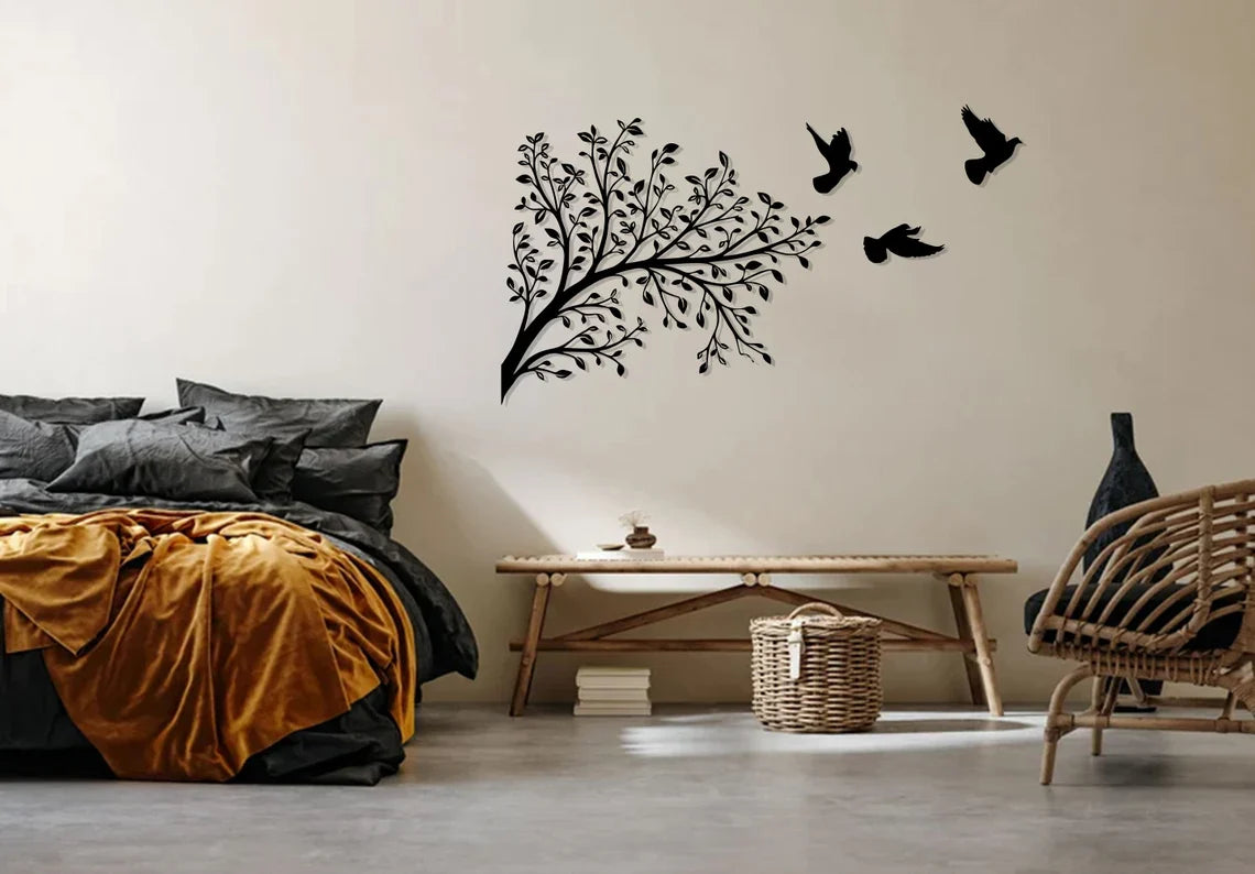 Metal Wall Art - Tree and Birds Metal Wall Decor