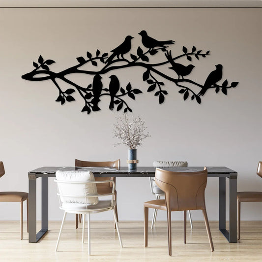 Birds on Branch Metal Wall Decor, Metal Birds Wall Art, Birds Sign